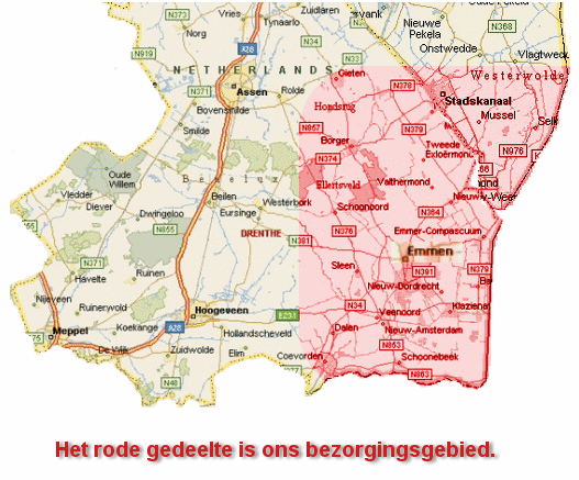 Kaart van Drenthe/ groningen